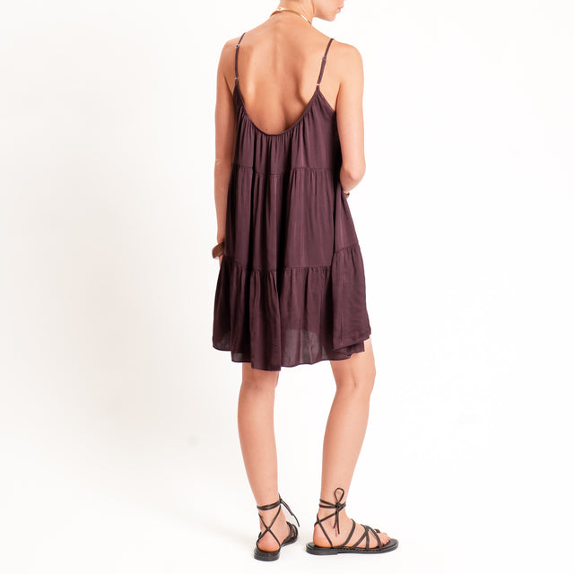 Tensione in-Abito satin con balze bretelle regolabili - burgundy