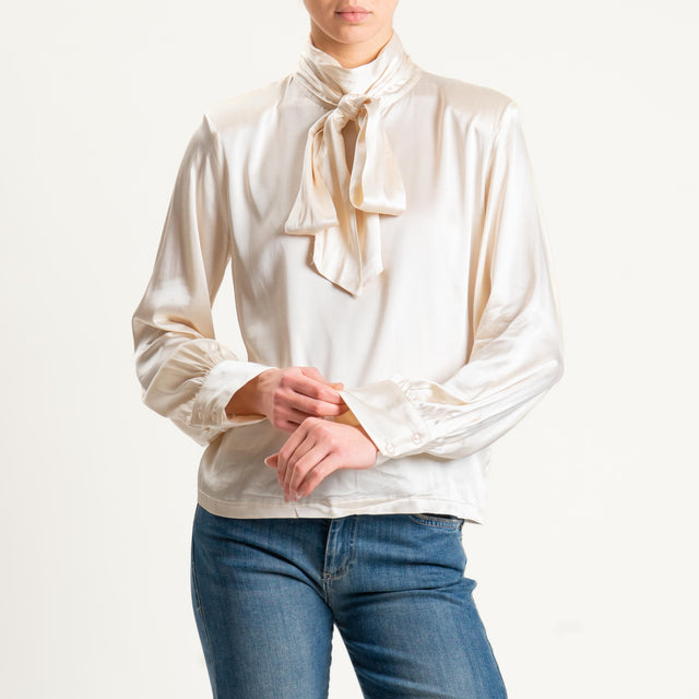 Tensione in-Blusa satin con spalline - panna
