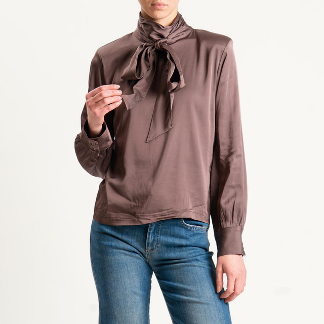 Tensione in-Blusa satin con spalline - moka