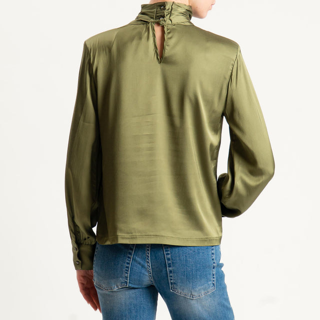 Tensione in-Blusa satin con spalline - militare