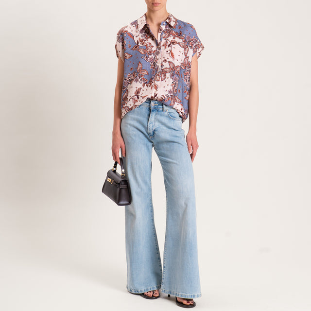 Tensione in-Camicia misto lino fantasia floreale - sand/cuoio/avio