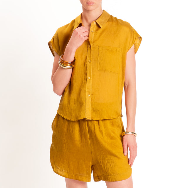 Tensione in-Camicia smanicata in lyocell - ocra