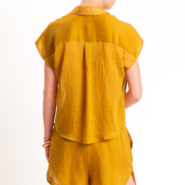 Tensione in-Camicia smanicata in lyocell - ocra