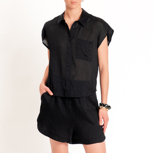 Tensione in-Camicia smanicata in lyocell - Nero