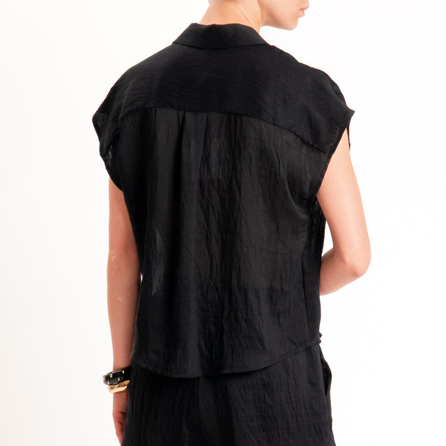 Tensione in-Camicia smanicata in lyocell - Nero