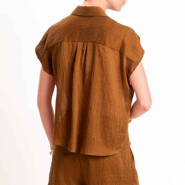 Tensione in-Camicia smanicata in lyocell - tabacco