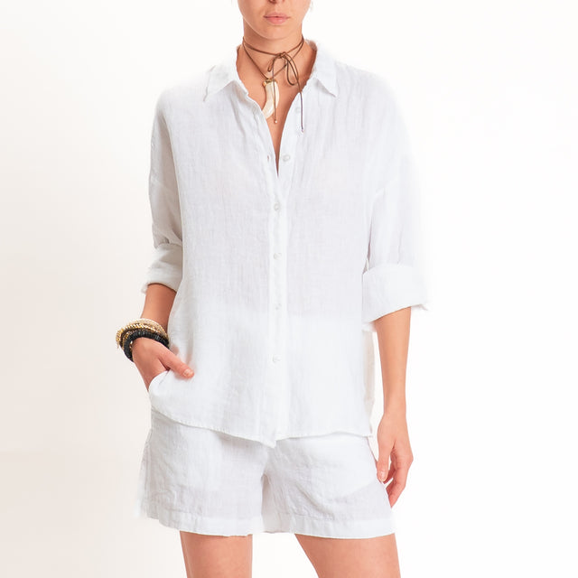 Tensione in-Camicia 100% lino - bianco