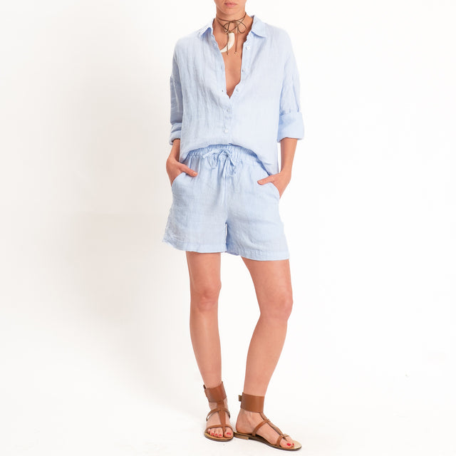 Tensione in-Camicia 100% lino - azzurro