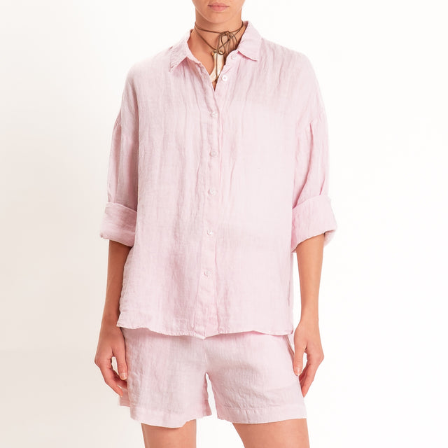 Tensione in-Camicia 100% lino - rosa