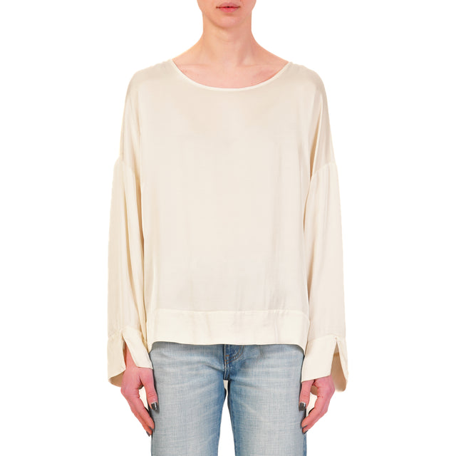 Tensione in-Blusa satin bottone dietro - burro