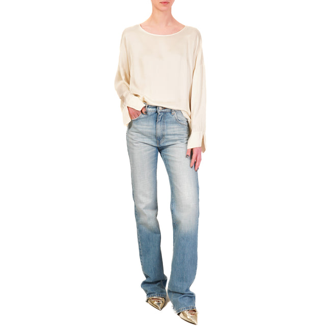 Tensione in-Blusa satin bottone dietro - burro