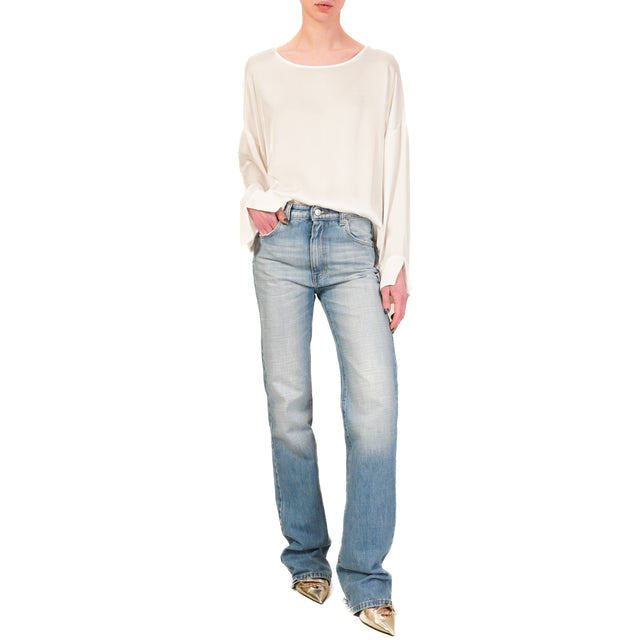 Tensione in-Blusa satin bottone dietro - latte