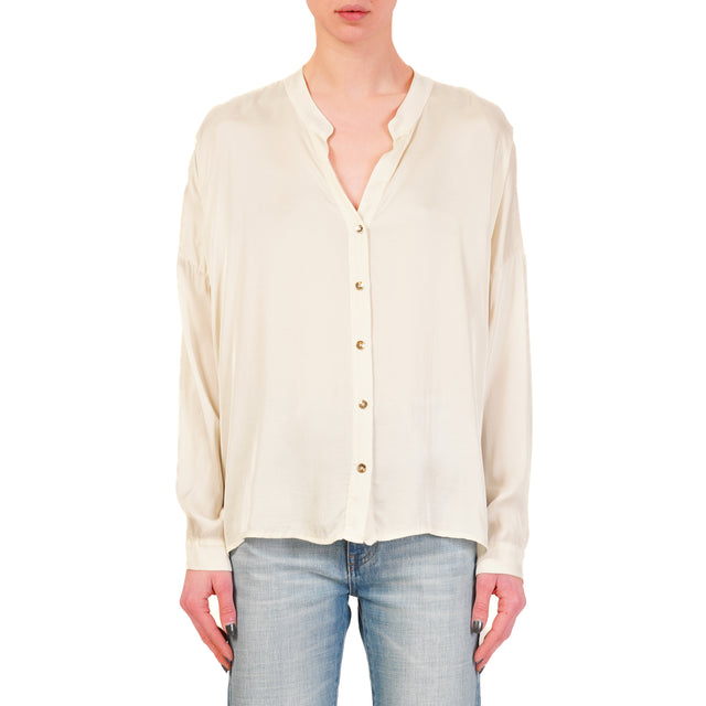 Tensione in-Camicia satin bottoni dorati - burro