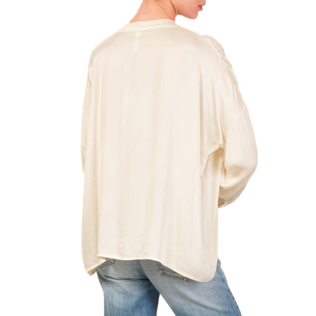 Tensione in-Camicia satin bottoni dorati - burro