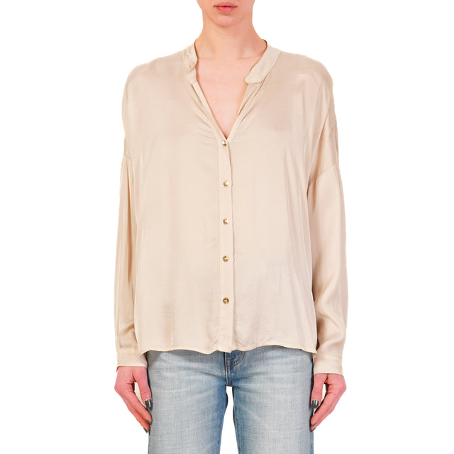 Tensione in-Camicia satin bottoni dorati - cipria