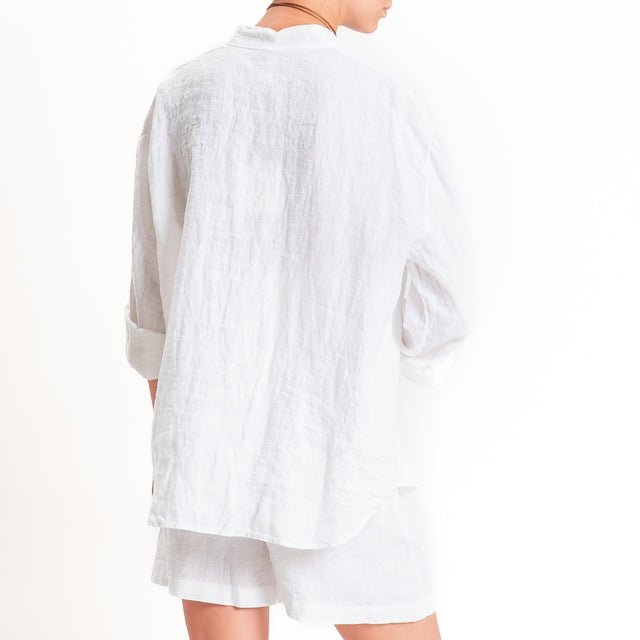 Tensione in-Camicia 100% lino collo coreana - bianco