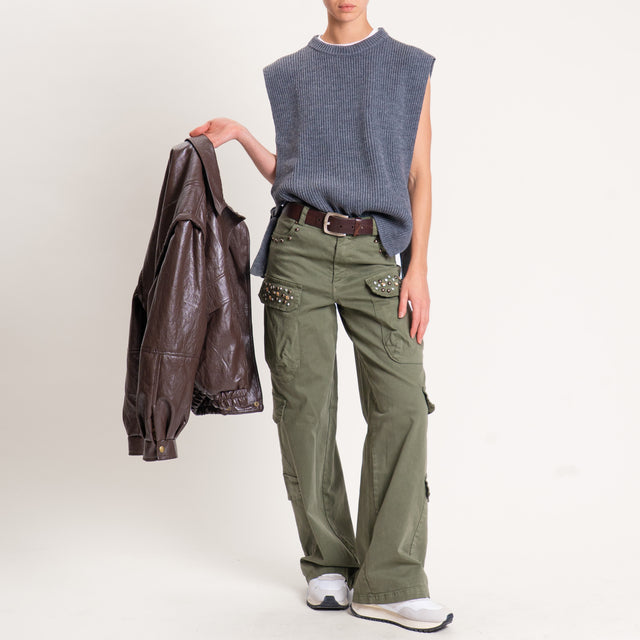 Tensione in-Pantalone cargo con applicazioni - militare
