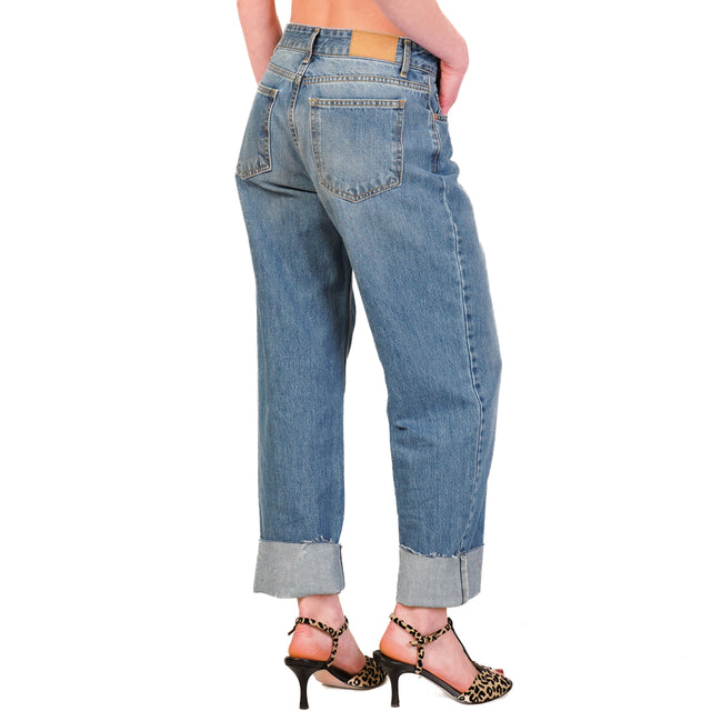 Jeans holgados de corte sin rematar con tensión - denim