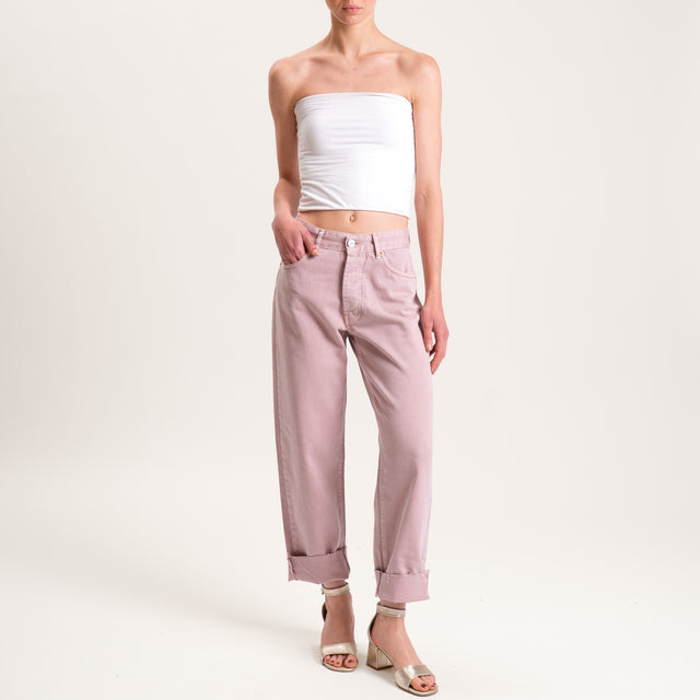 Tensione in-Jeans taglio vivo cinque tasche - rosa