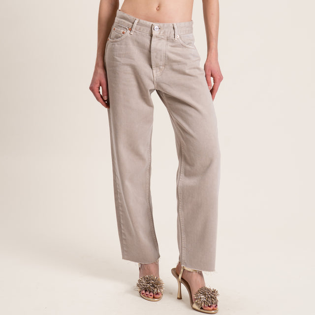 Tensione in-Jeans taglio vivo cinque tasche - beige