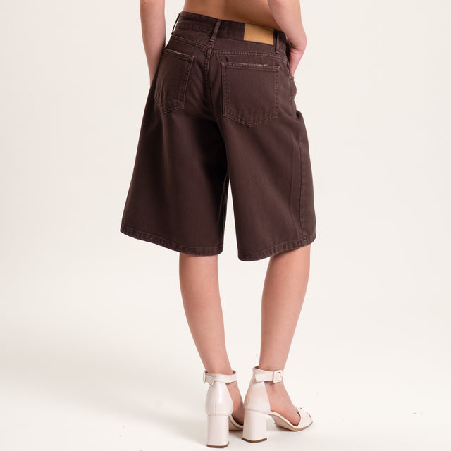 Tensione in-Bermuda jeans cinque tasche - moro