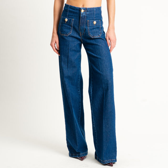 Tensione in-Jeans bottoni dorati denim elasticizzato - denim