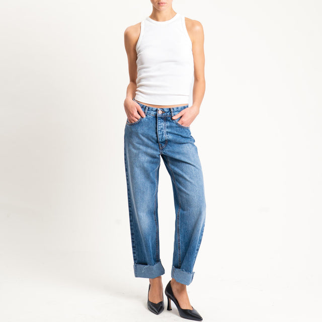 Tensione in-Jeans straight taglio vivo - denim