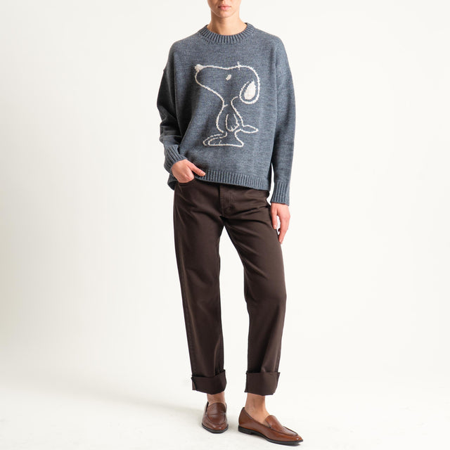 Tensione in-Jeans 5 tasche taglio vivo - moro
