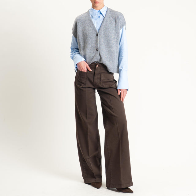 Tensione in-Jeans wide leg tasche davanti - moro