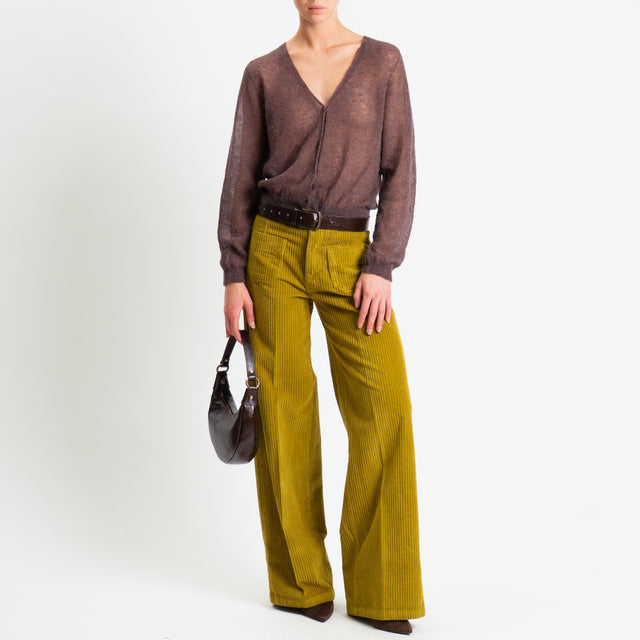 Tensione in-Pantalone velluto 500 righe tasche davanti - olio