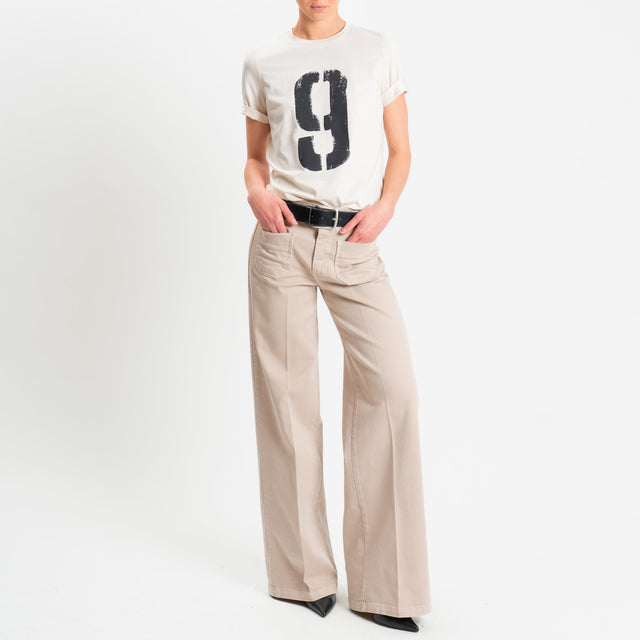Tensione in-Jeans wide leg tasche davanti - beige