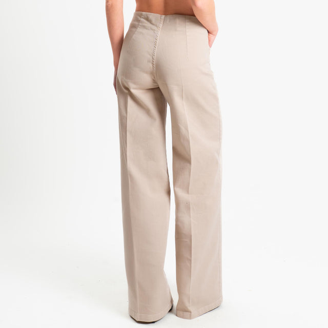 Tensione in-Jeans wide leg tasche davanti - beige