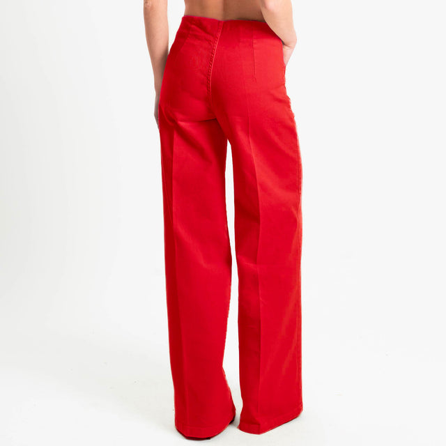Tensione in-Jeans wide leg tasche davanti - rosso
