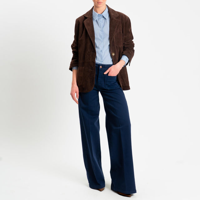 Tensione in-Jeans wide leg tasche davanti - blu