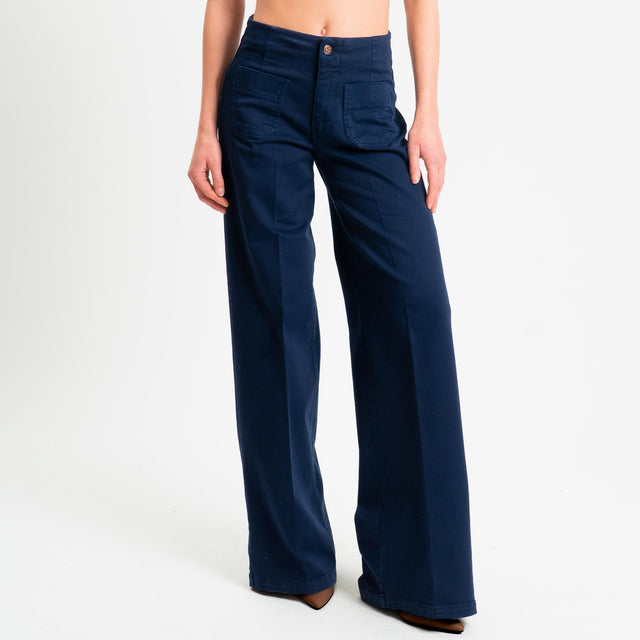 Tensione in-Jeans wide leg tasche davanti - blu