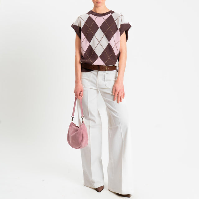 Tensione in-Jeans wide leg tasche davanti - panna