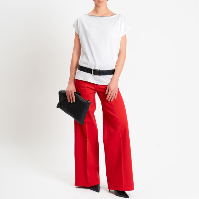 Tensione in-Jeans wide leg tasche davanti - rosso