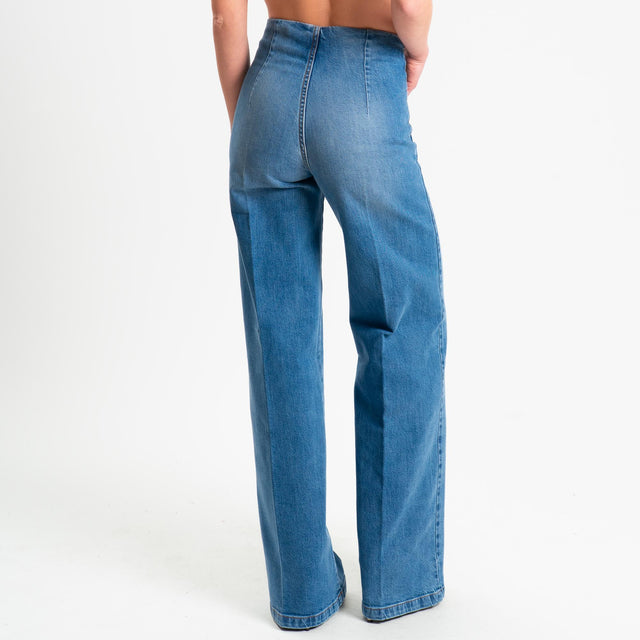 Tensione in-Jeans wide leg tasche davanti - denim