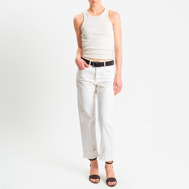 Tensione in-Jeans 5 tasche in drill elasticizzato - panna