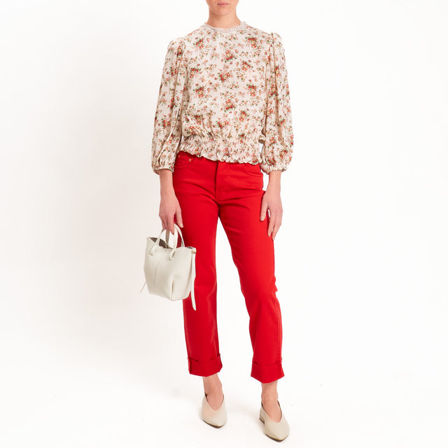 Tensione in-Jeans 5 tasche in drill elasticizzato - rosso