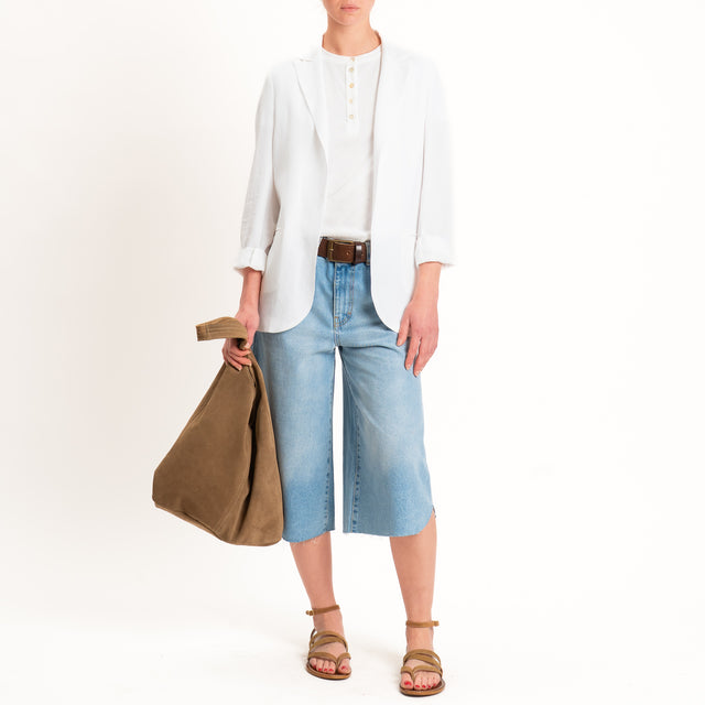 Tensione in-Bermuda jeans 5 tasche taglio vivo - denim
