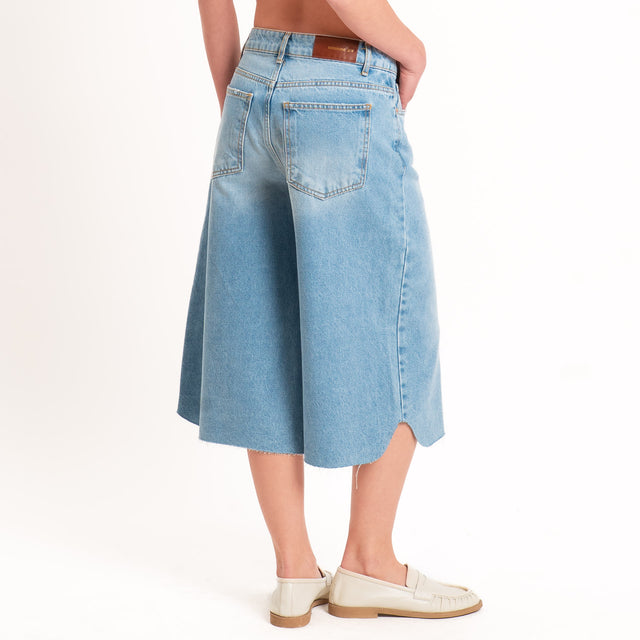 Tensione in-Bermuda jeans 5 tasche taglio vivo - denim