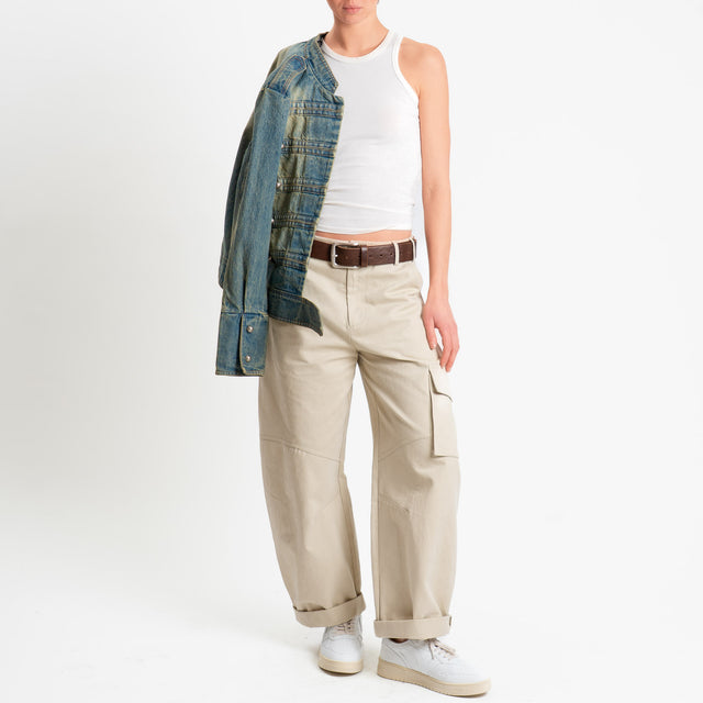 Tensione in-Pantalone cargo barrel fit - avena
