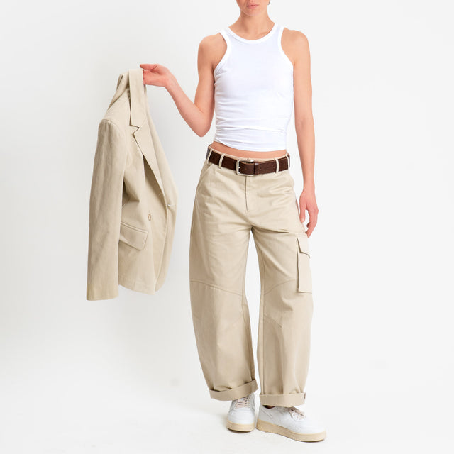 Tensione in-Pantalone cargo barrel fit - avena