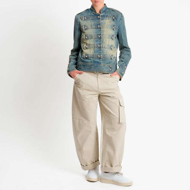 Tensione in-Giacca jeans napeloen lavaggio tè - denim