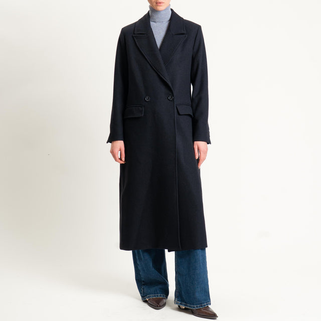 Tensione in-Cappotto misto lana doppiopetto - nero
