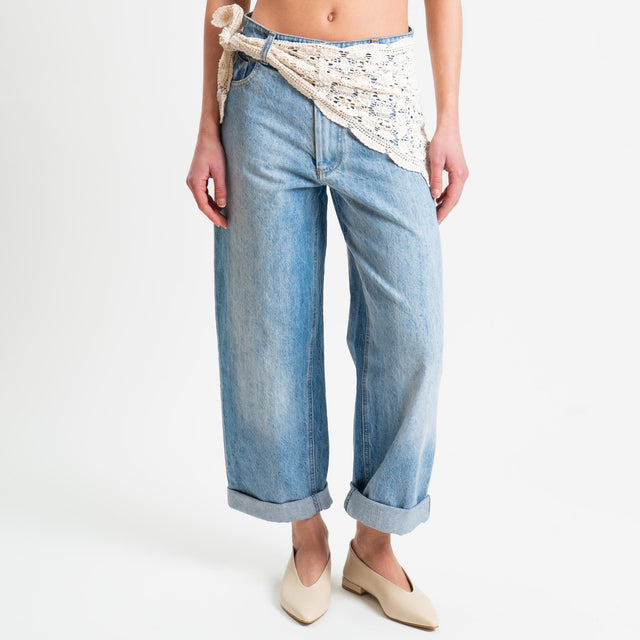Tensione in-Jeans boyfriend con accessorio in crochet - denim
