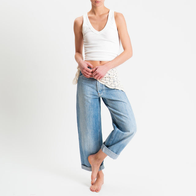 Tensione in-Jeans boyfriend con accessorio in crochet - denim