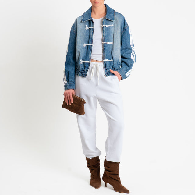 Tensione in-Bomber mandarin jeans con bande laterali - denim