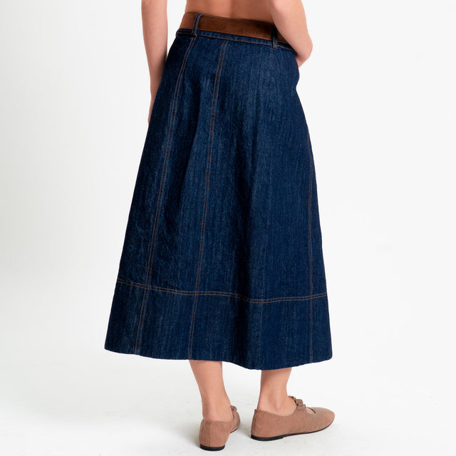 Tensione in-Gonna jeans portafoglio con cintura - denim scuro